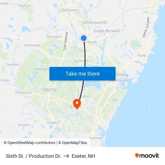 Sixth St. / Production Dr. to Exeter, NH map