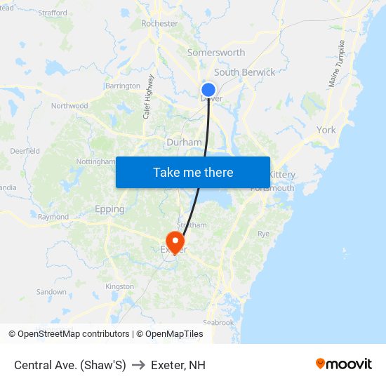 Central Ave. (Shaw'S) to Exeter, NH map