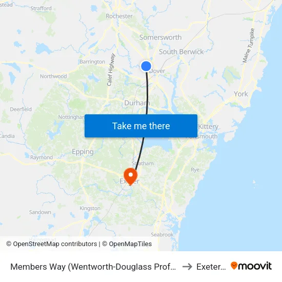 Members Way (Wentworth-Douglass Professional Center) to Exeter, NH map