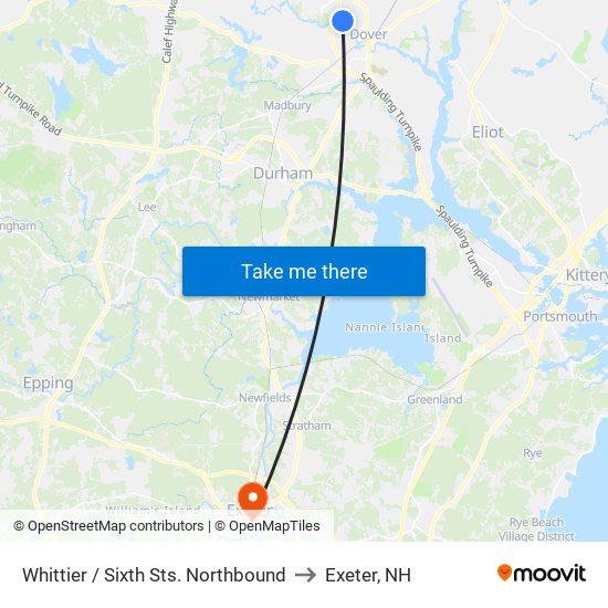 Whittier / Sixth Sts. Northbound to Exeter, NH map