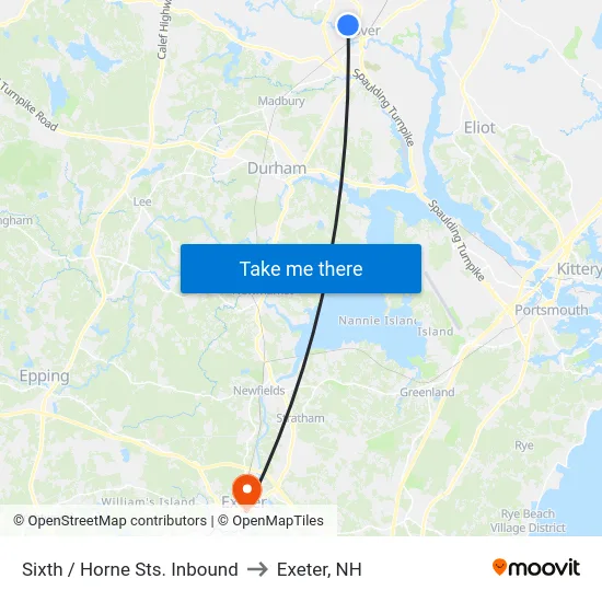 Sixth / Horne Sts. Inbound to Exeter, NH map