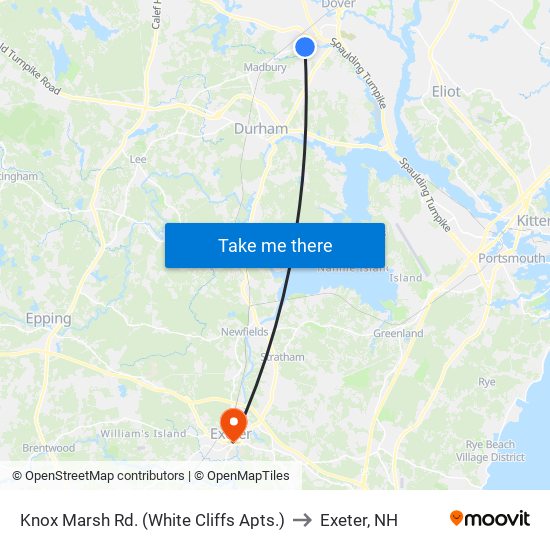 Knox Marsh Rd. (White Cliffs Apts.) to Exeter, NH map