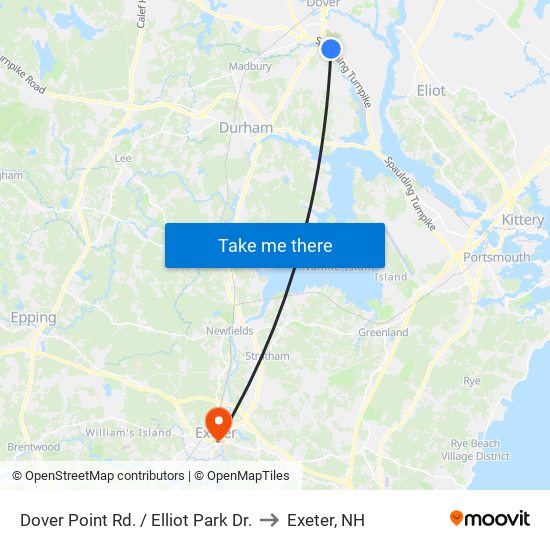 Dover Point Rd. / Elliot Park Dr. to Exeter, NH map