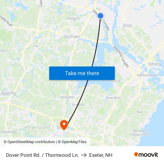 Dover Point Rd. / Thornwood Ln. to Exeter, NH map