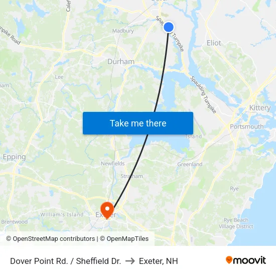 Dover Point Rd. / Sheffield Dr. to Exeter, NH map