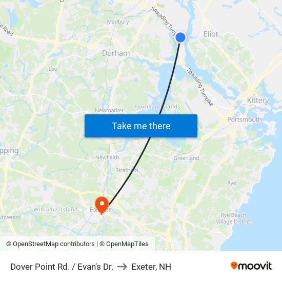 Dover Point Rd. / Evan's Dr. to Exeter, NH map