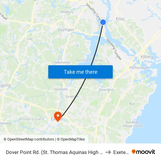 Dover Point Rd. (St. Thomas Aquinas High School) Northbound to Exeter, NH map