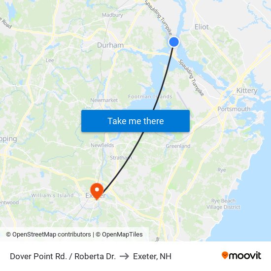 Dover Point Rd. / Roberta Dr. to Exeter, NH map