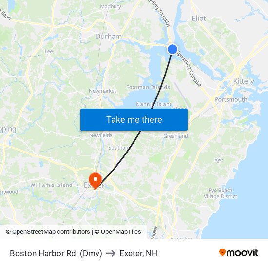 Boston Harbor Rd. (Dmv) to Exeter, NH map