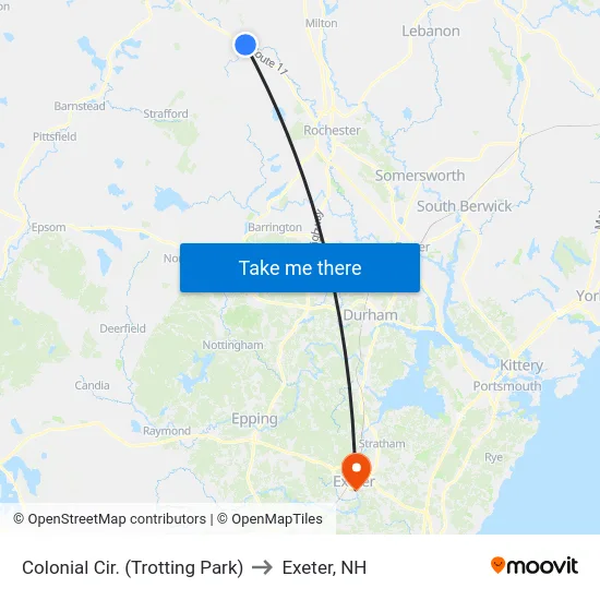 Colonial Cir. (Trotting Park) to Exeter, NH map