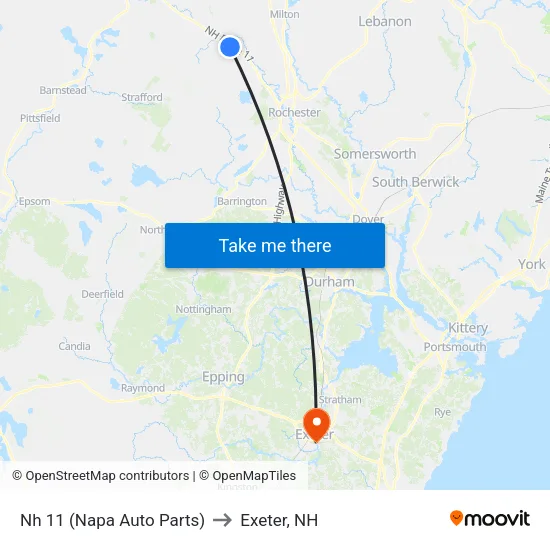 Nh  11 (Napa Auto Parts) to Exeter, NH map
