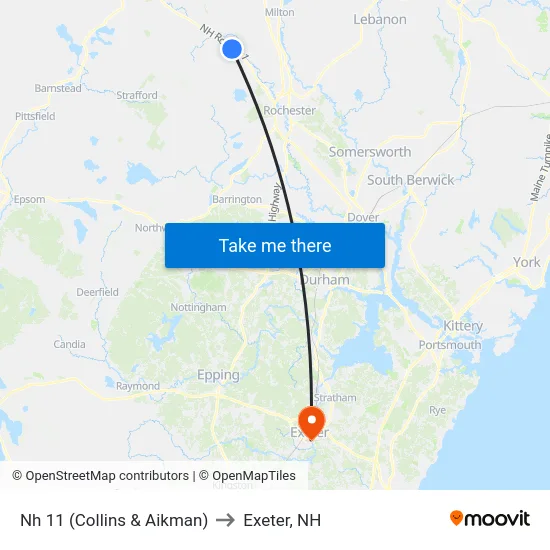 Nh 11 (Collins & Aikman) to Exeter, NH map
