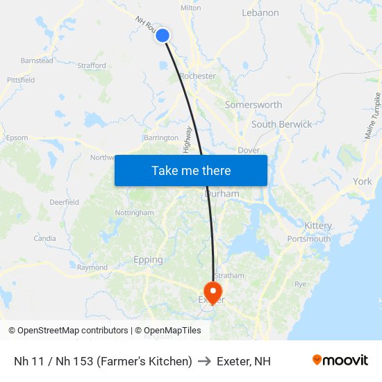 Nh 11 / Nh 153 (Farmer's Kitchen) to Exeter, NH map