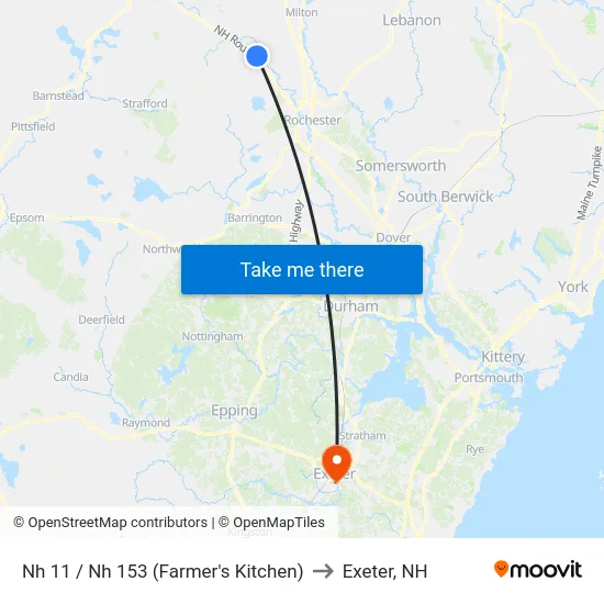 Nh 11 / Nh 153 (Farmer's Kitchen) to Exeter, NH map