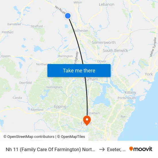 Nh 11 (Family Care Of Farmington) Northbound to Exeter, NH map