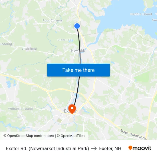 Exeter Rd. (Newmarket Industrial Park) to Exeter, NH map