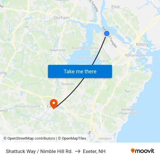Shattuck Way / Nimble Hill Rd. to Exeter, NH map