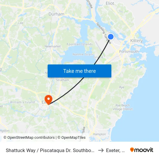 Shattuck Way / Piscataqua Dr. Southbound to Exeter, NH map