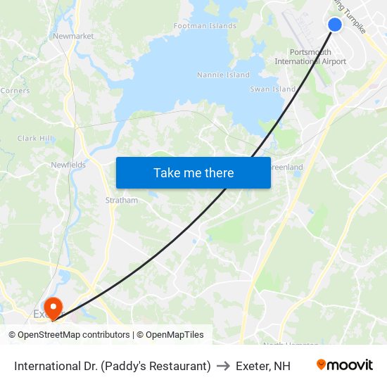 International Dr. (Paddy's Restaurant) to Exeter, NH map