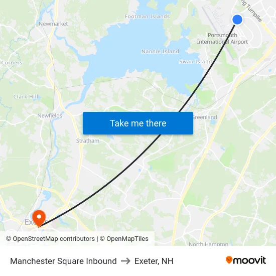 Manchester Square Inbound to Exeter, NH map