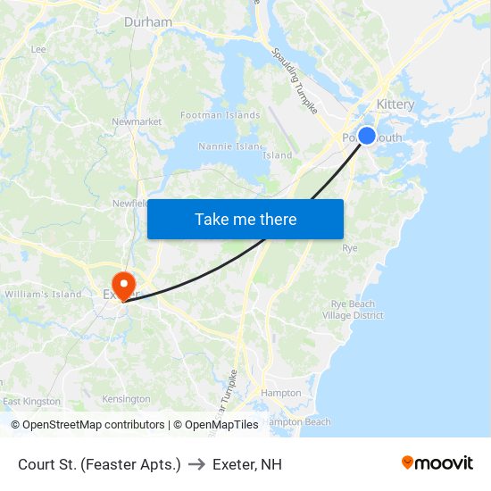 Court St. (Feaster Apts.) to Exeter, NH map