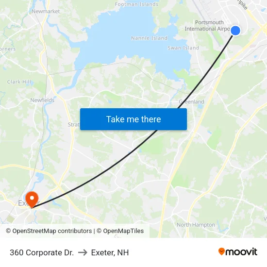 360 Corporate Dr. to Exeter, NH map