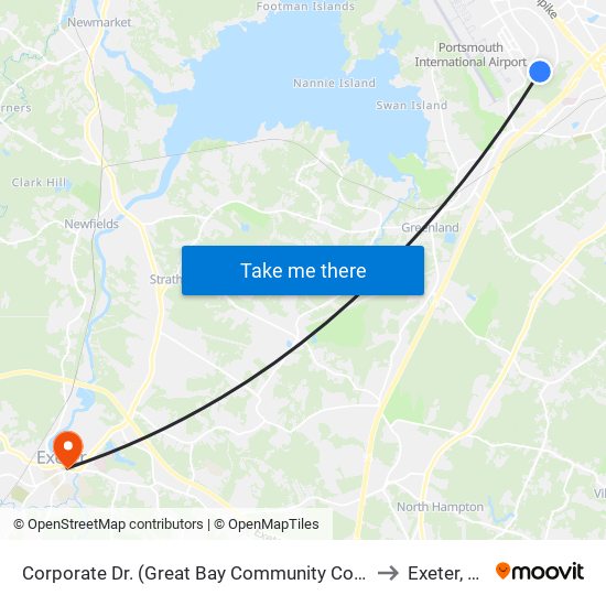 Corporate Dr. (Great Bay Community College) to Exeter, NH map