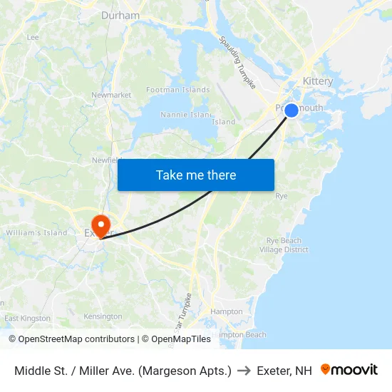 Middle St. / Miller Ave. (Margeson Apts.) to Exeter, NH map