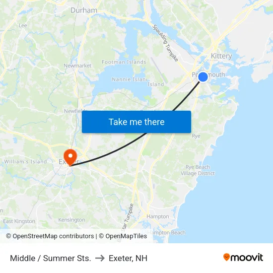 Middle / Summer Sts. to Exeter, NH map