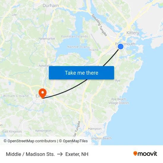 Middle / Madison Sts. to Exeter, NH map