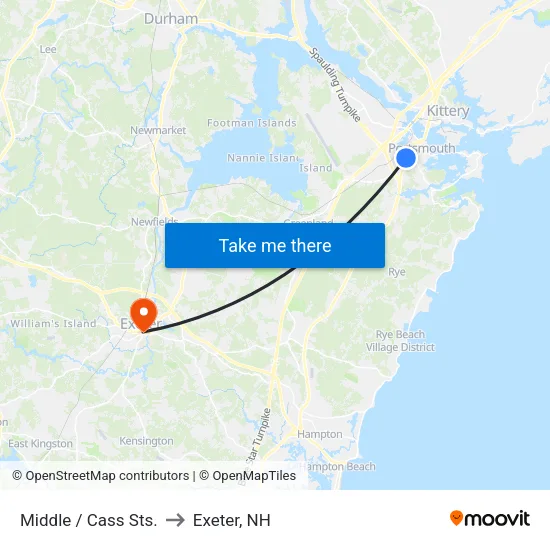 Middle / Cass Sts. to Exeter, NH map