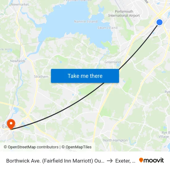 Borthwick Ave. (Fairfield Inn Marriott) Outbound to Exeter, NH map