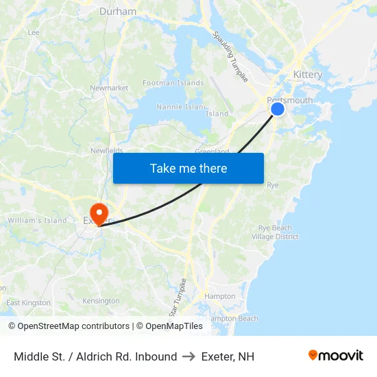 Middle St. / Aldrich Rd. Inbound to Exeter, NH map