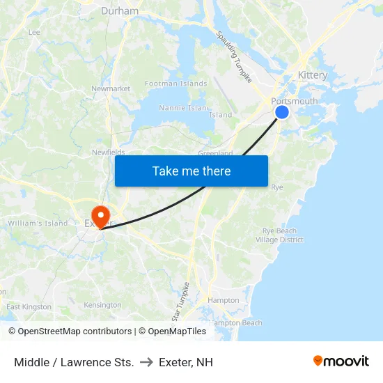 Middle / Lawrence Sts. to Exeter, NH map