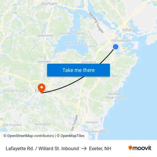 Lafayette Rd. / Willard St. Inbound to Exeter, NH map