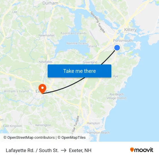 Lafayette Rd. / South St. to Exeter, NH map