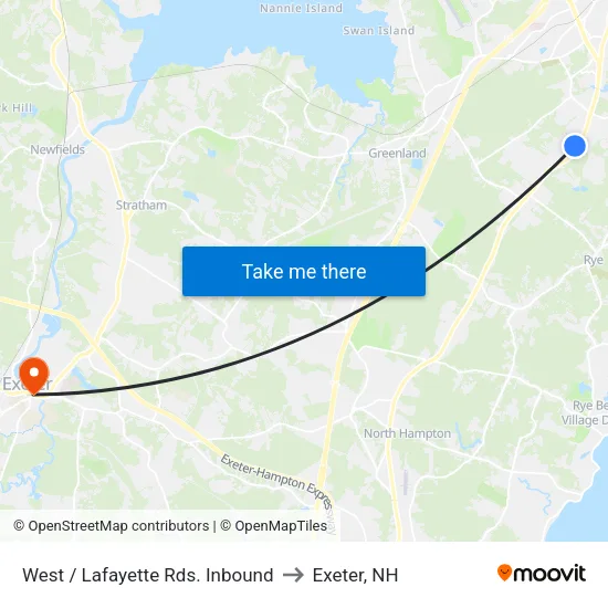 West / Lafayette Rds. Inbound to Exeter, NH map
