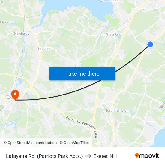 Lafayette Rd. (Patriots Park Apts.) to Exeter, NH map