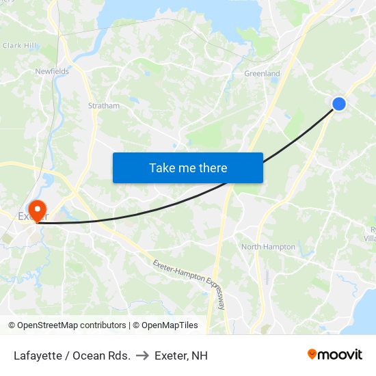 Lafayette / Ocean Rds. to Exeter, NH map