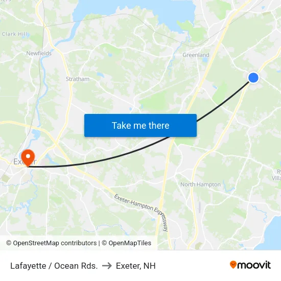 Lafayette / Ocean Rds. to Exeter, NH map