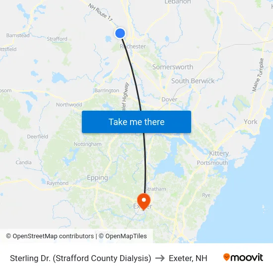 Sterling Dr. (Strafford County Dialysis) to Exeter, NH map