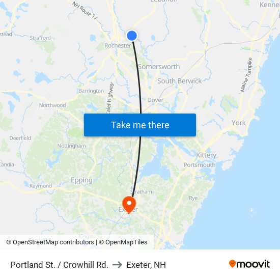 Portland St. / Crowhill Rd. to Exeter, NH map