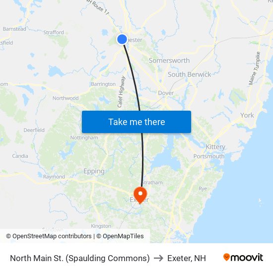 North Main St. (Spaulding Commons) to Exeter, NH map