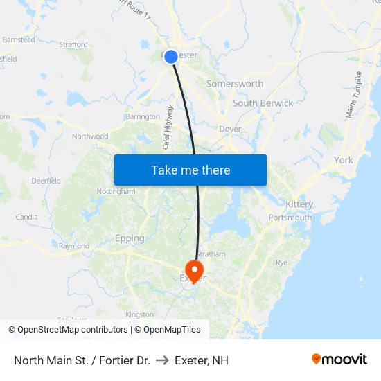 North Main St. / Fortier Dr. to Exeter, NH map