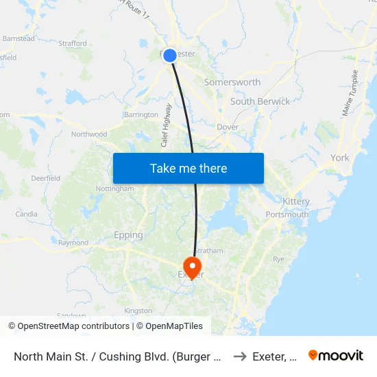 North Main St. / Cushing Blvd. (Burger King) to Exeter, NH map