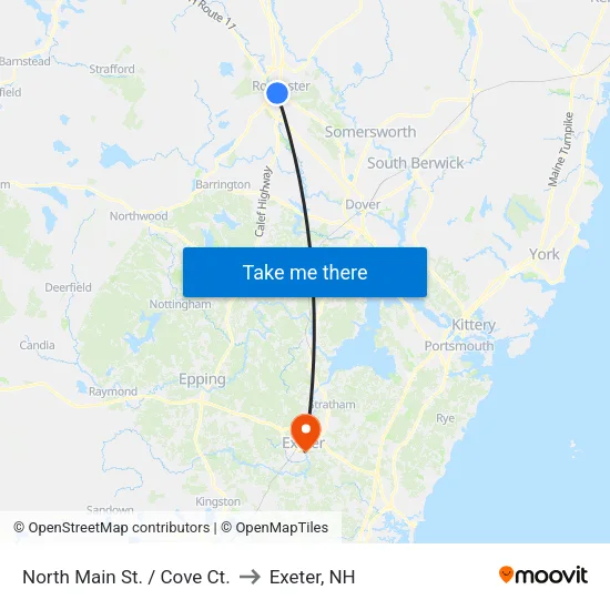 North Main St. / Cove Ct. to Exeter, NH map