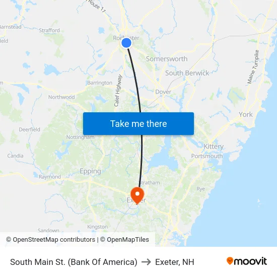 South Main St. (Bank Of America) to Exeter, NH map