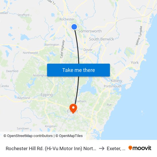 Rochester Hill Rd. (Hi-Vu Motor Inn) Northbound to Exeter, NH map