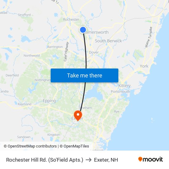 Rochester Hill Rd. (So'Field Apts.) to Exeter, NH map