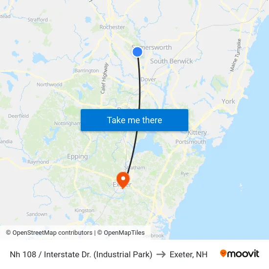 Nh 108 / Interstate Dr. (Industrial Park) to Exeter, NH map